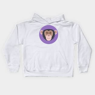 Cute smiling monkey chimpanzee face drawing Kids Hoodie